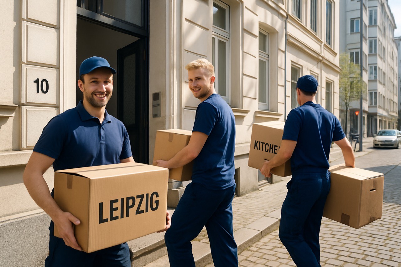 Umzugsszene in Leipzig mit professionellem Team